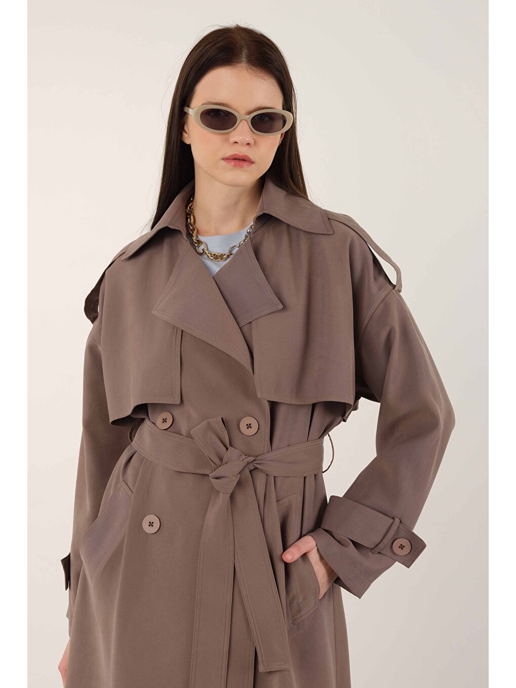 Kahverengi Trençkot Tozlu Vizon-1