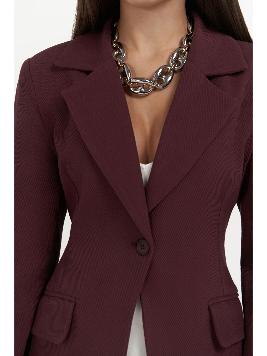 Anisah Belden Oturmalı Bordo Blazer-6