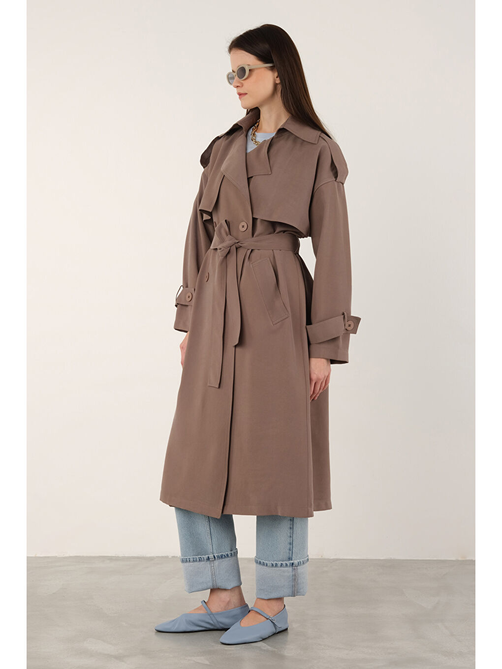 Kahverengi Trençkot Tozlu Vizon-3