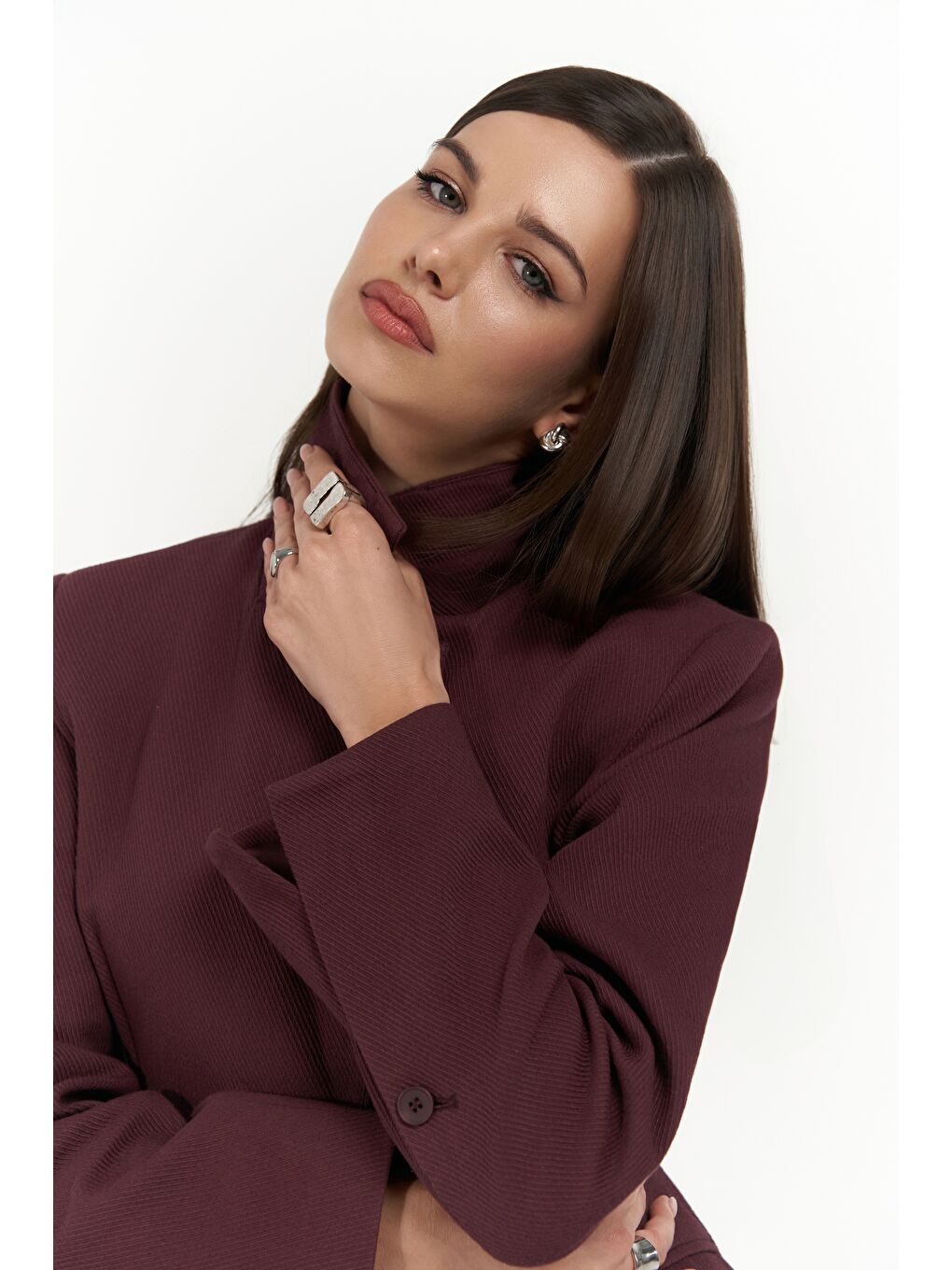 Anisah Belden Oturmalı Bordo Blazer-7