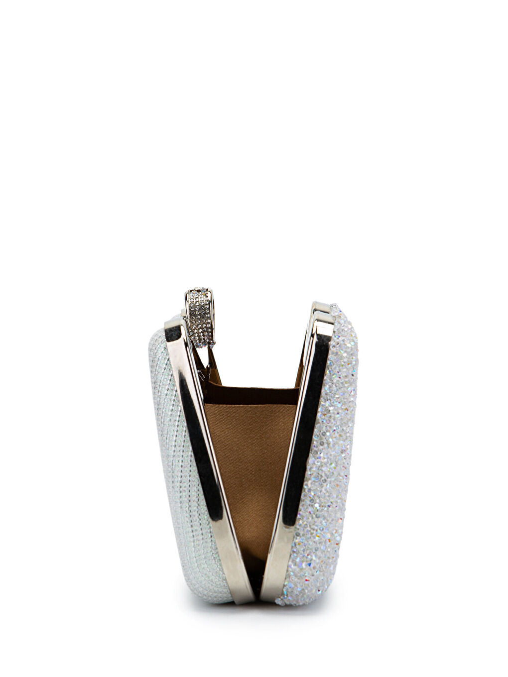 Yüzük Detaylı Taşlı Amanda Abiye El Çantası Beyaz-6