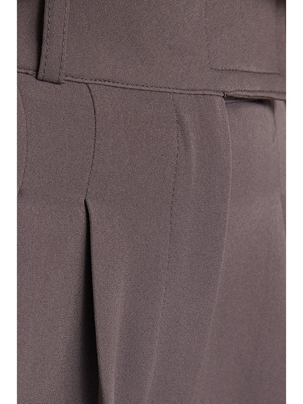 Kadın Regular Fit Klasik Kesim Cırt Kapamalı Palazzo Antrasit Pantolon-4