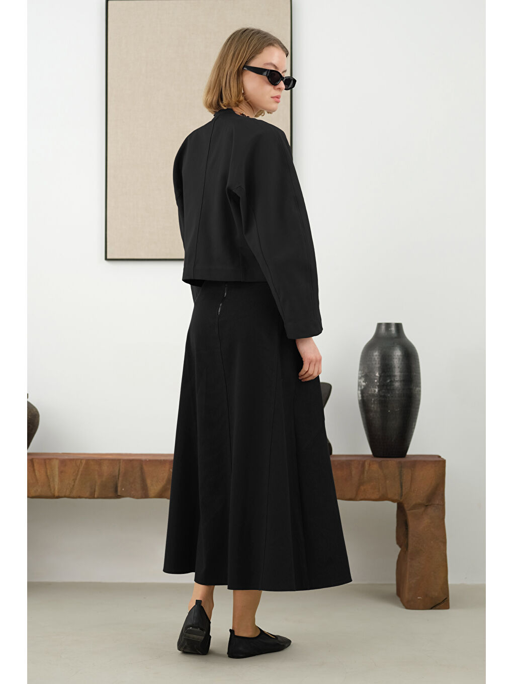 Pamuklu Kruvaze Ceket Siyah-1