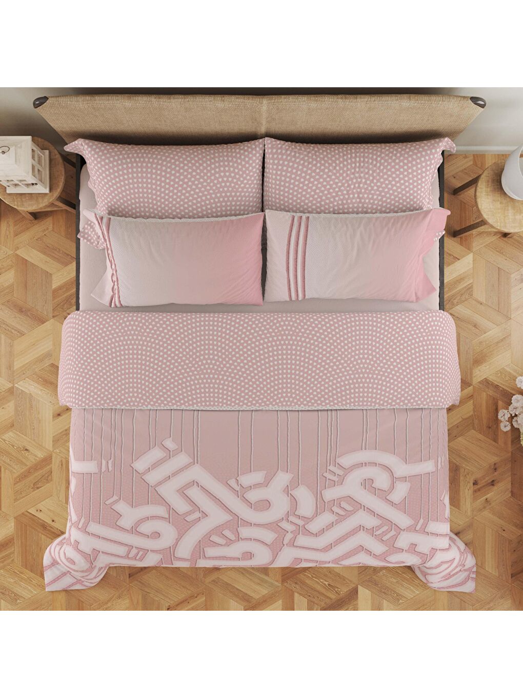 Karışık Baskılı,Desenli Çift Kişilik Nevresim Takımı (ÇARŞAFSIZ) 200x220 cm-1