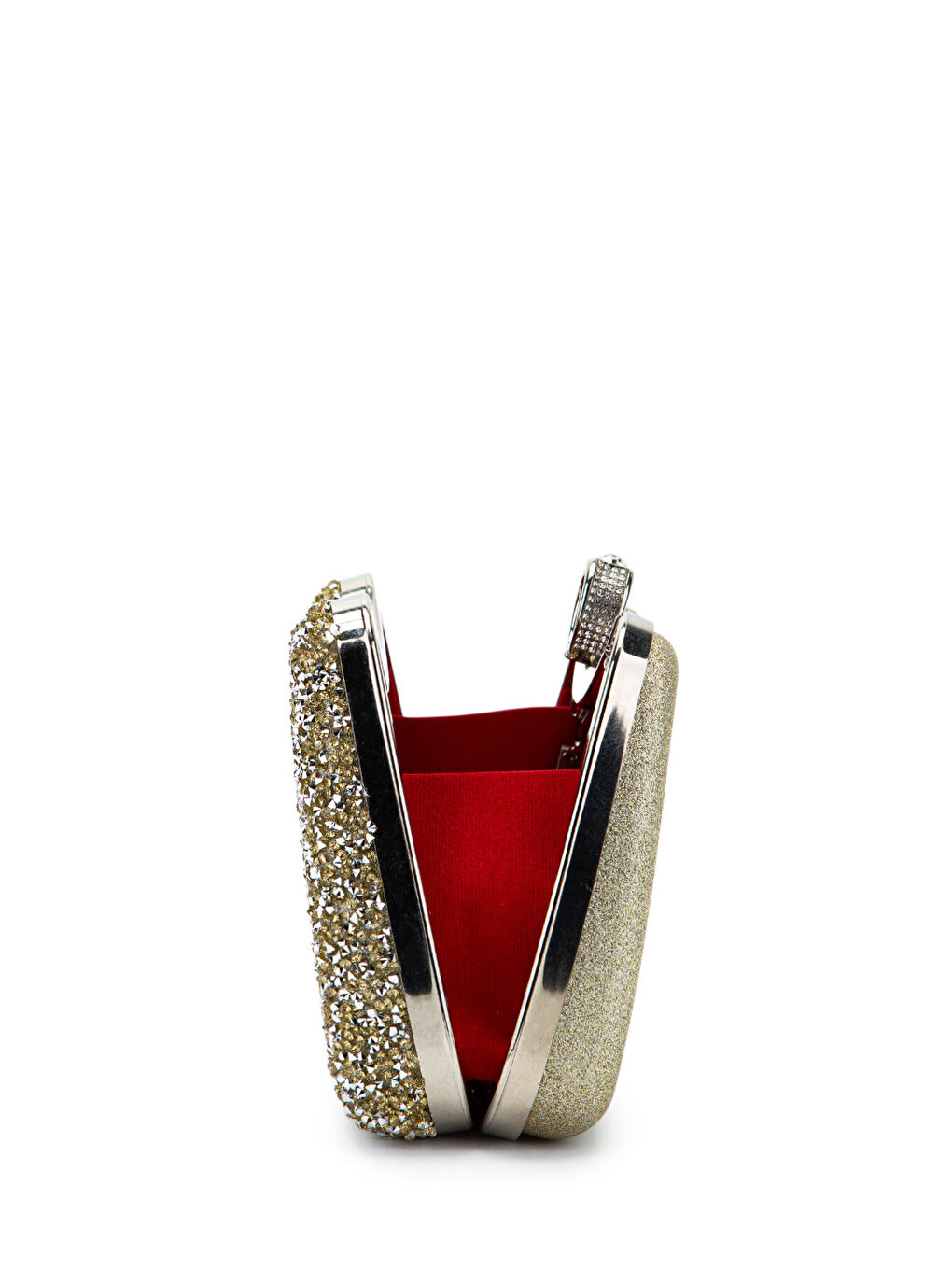 Sarı Yüzük Detaylı Taşlı Amanda Abiye El Çantası Altın-6