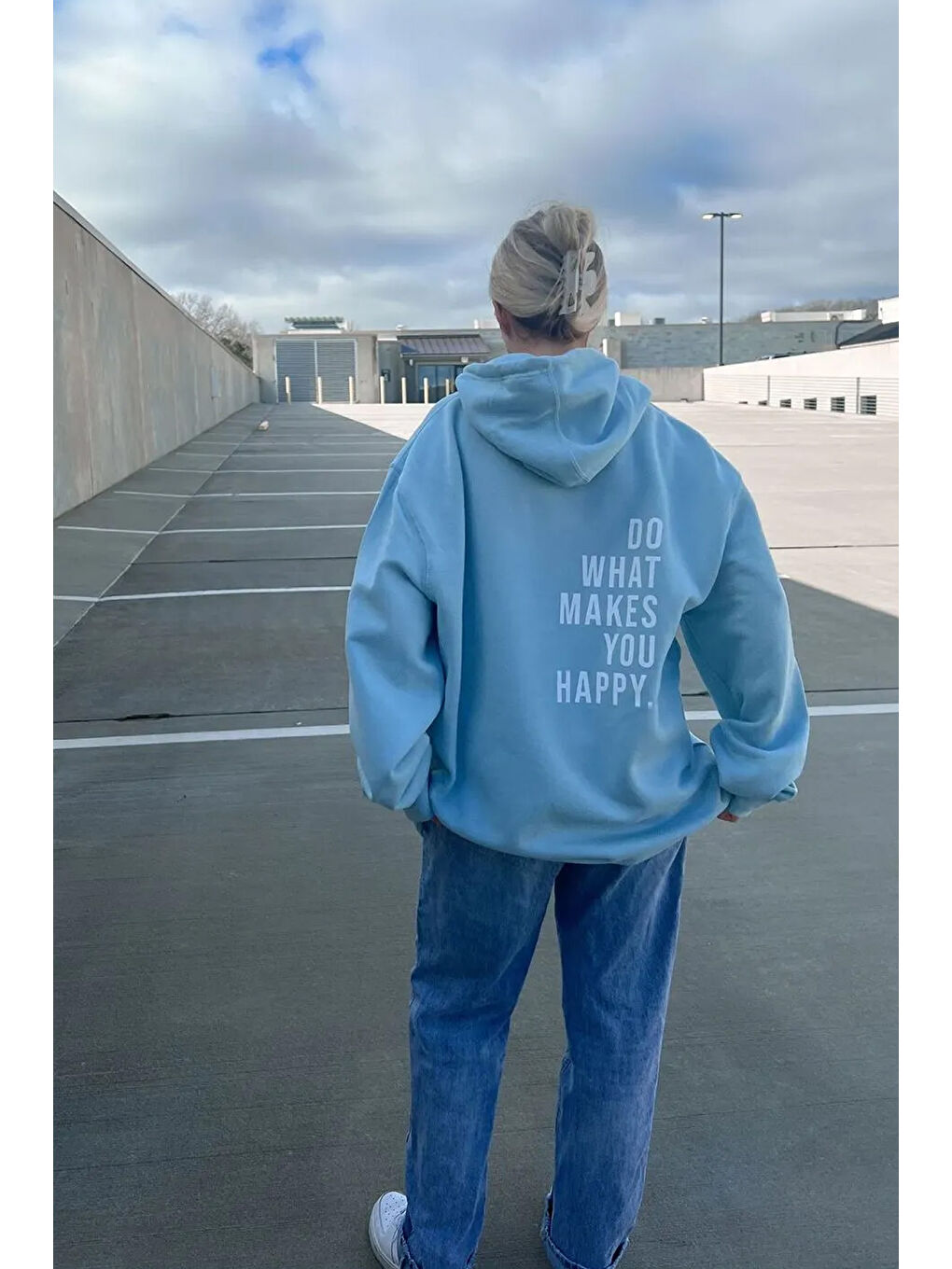 uyguntarz Bebek Mavisi Do What Baskılı Oversize Sweatshirt - 1