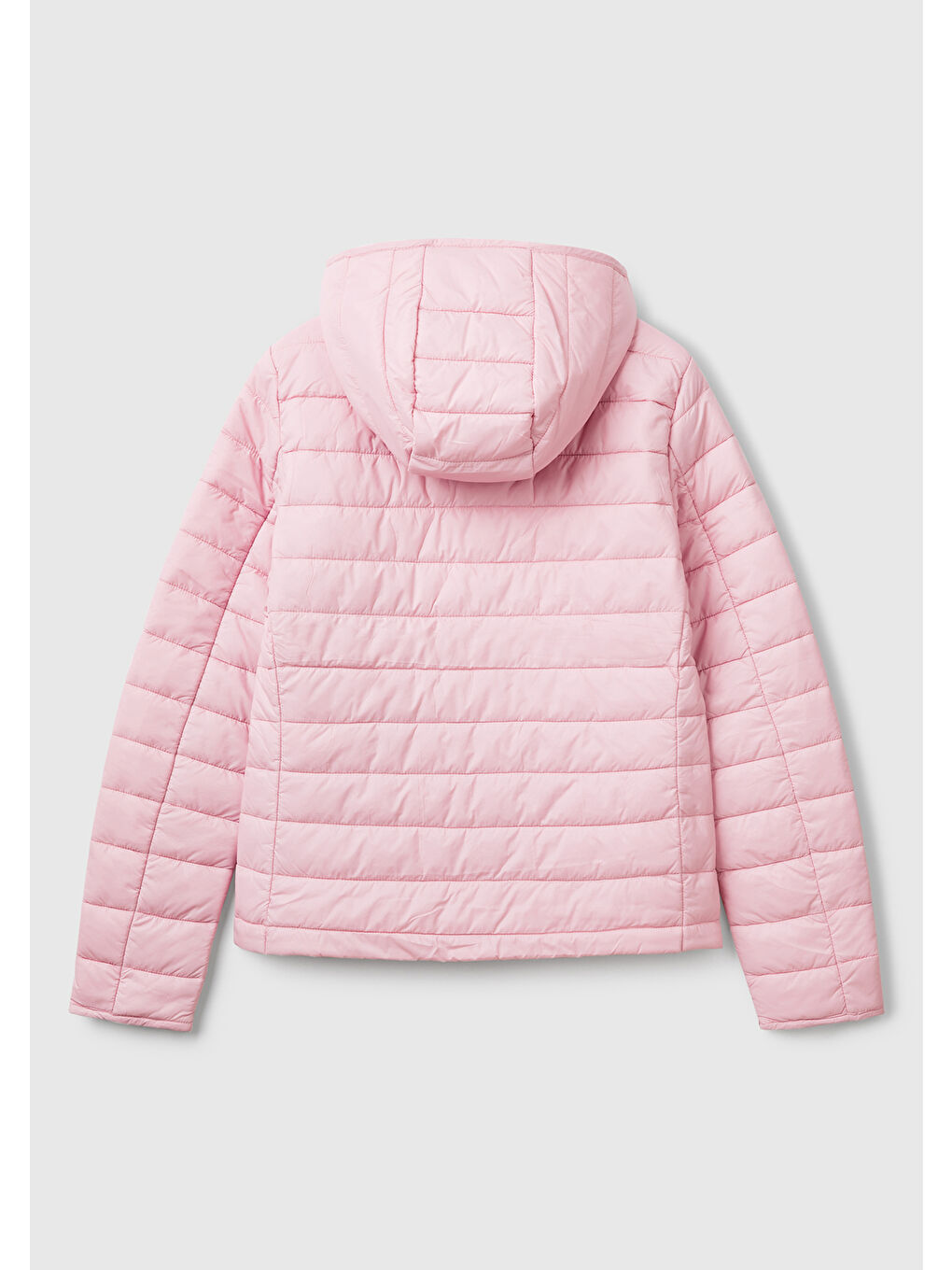 Kadın Açık Pembe Polyester Dolgulu Feramuarlı Kapüşonlu Slim Fit Puffer Mont-3