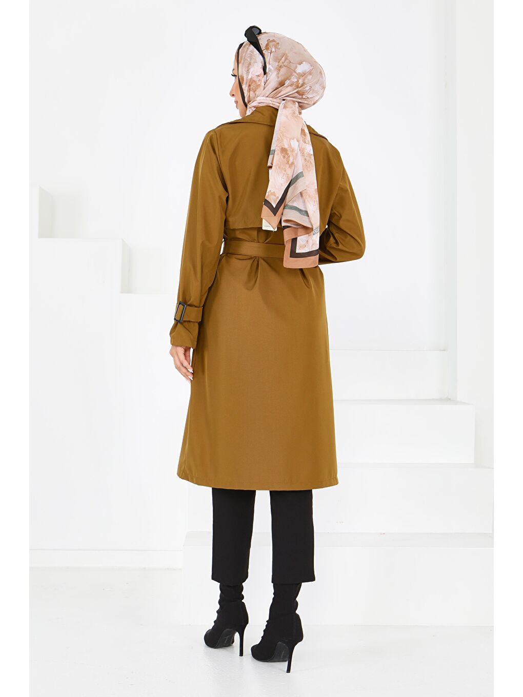 Kahverengi Kol Kemer Detaylı Düğmeli Miranda Treçkot Taba - 27599-4