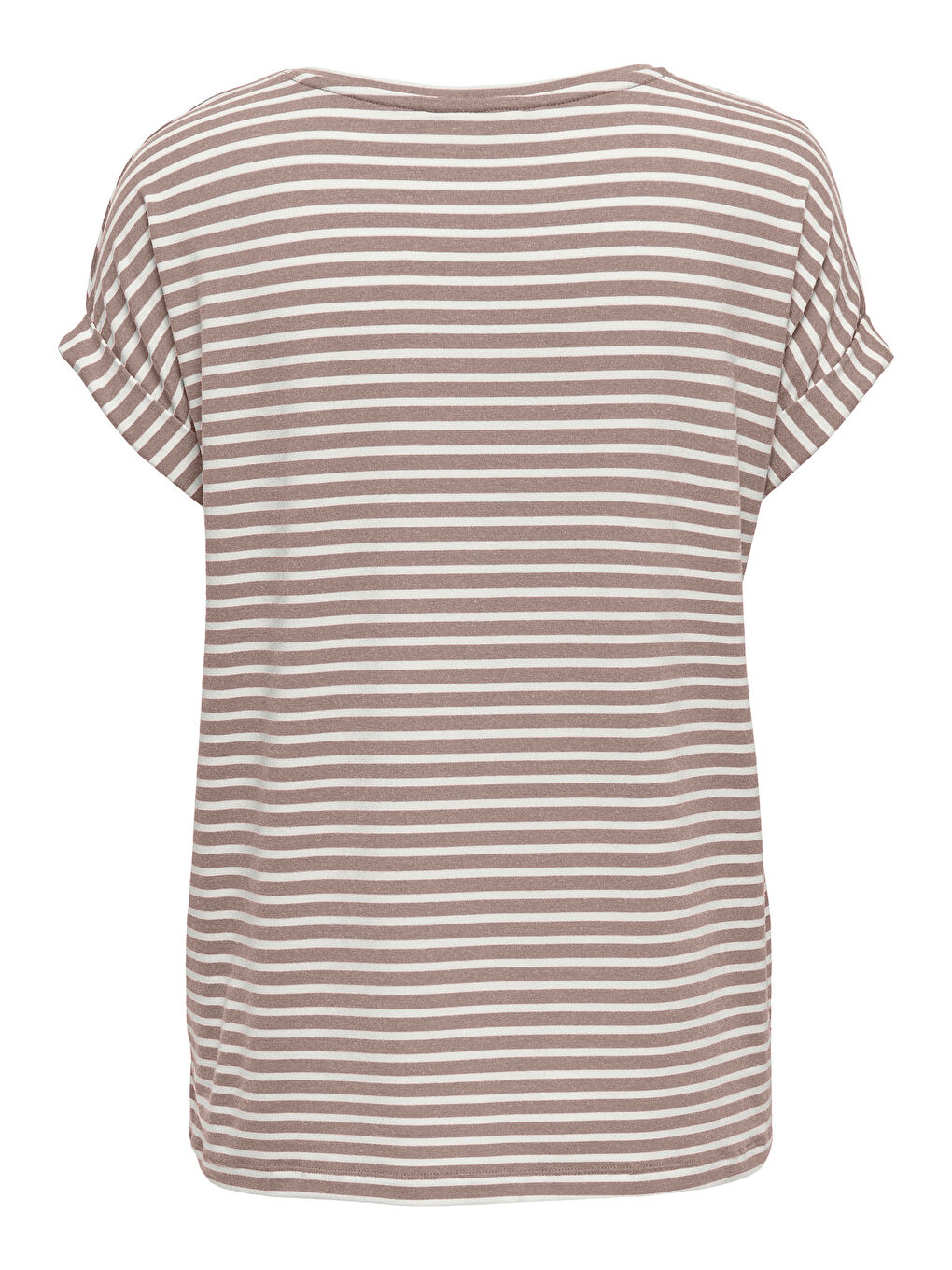 Kahverengi Onlmoster Streç Çizgili Regular Fit Bisiklet Yaka Kadın T Shirt 15206243-3