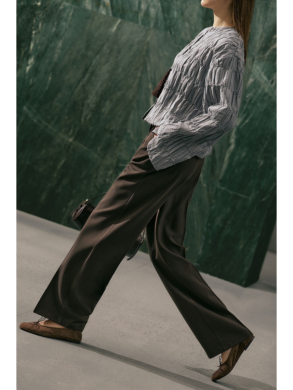 Yuı Tasarım Palazzo Pantolon Kahverengi-3