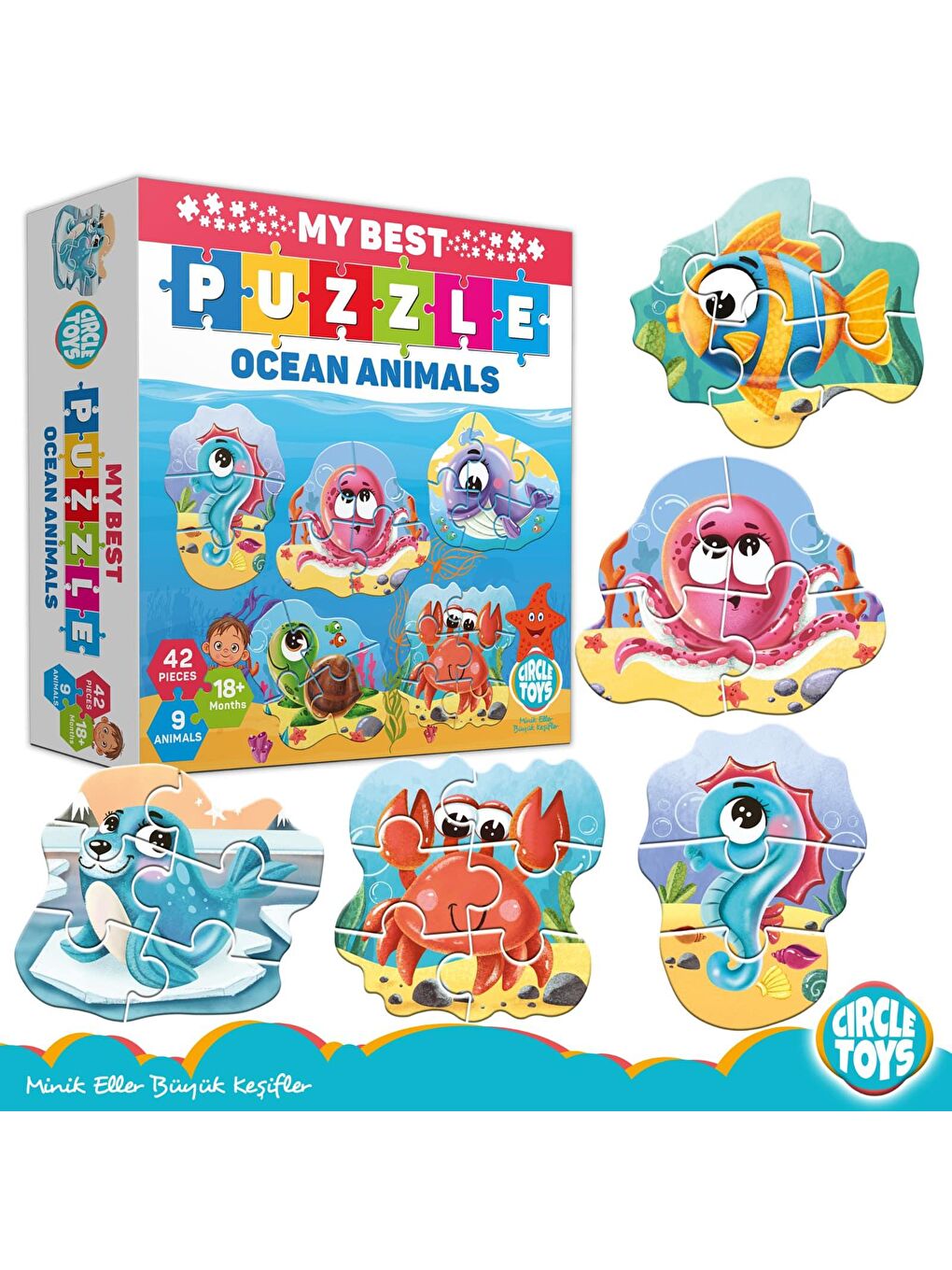 Circle Toys Karışık My Best Puzzle Ocean Animals - 1