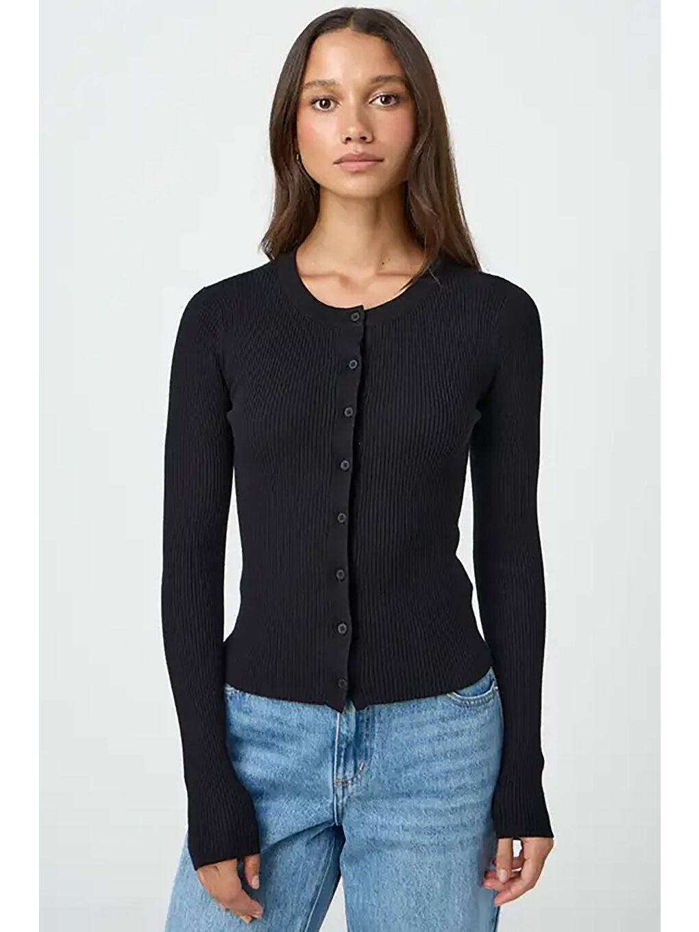 Siyah Düğmeli Uzun Kollu Kaşkorse Hırka Mg2177-1