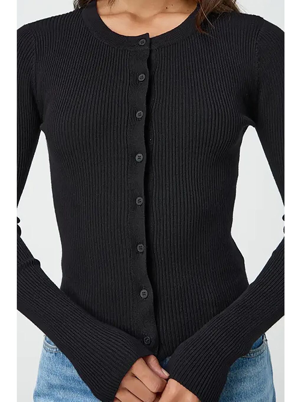 Siyah Düğmeli Uzun Kollu Kaşkorse Hırka Mg2177-2