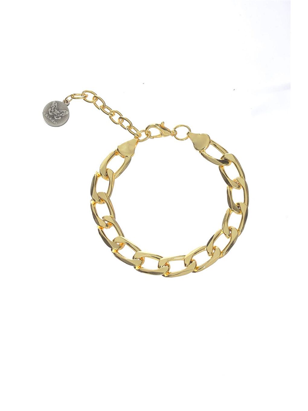 Sarı Erkek Lak Gümüş Renk Kaplama Kalın Zincir Formlu Bileklik