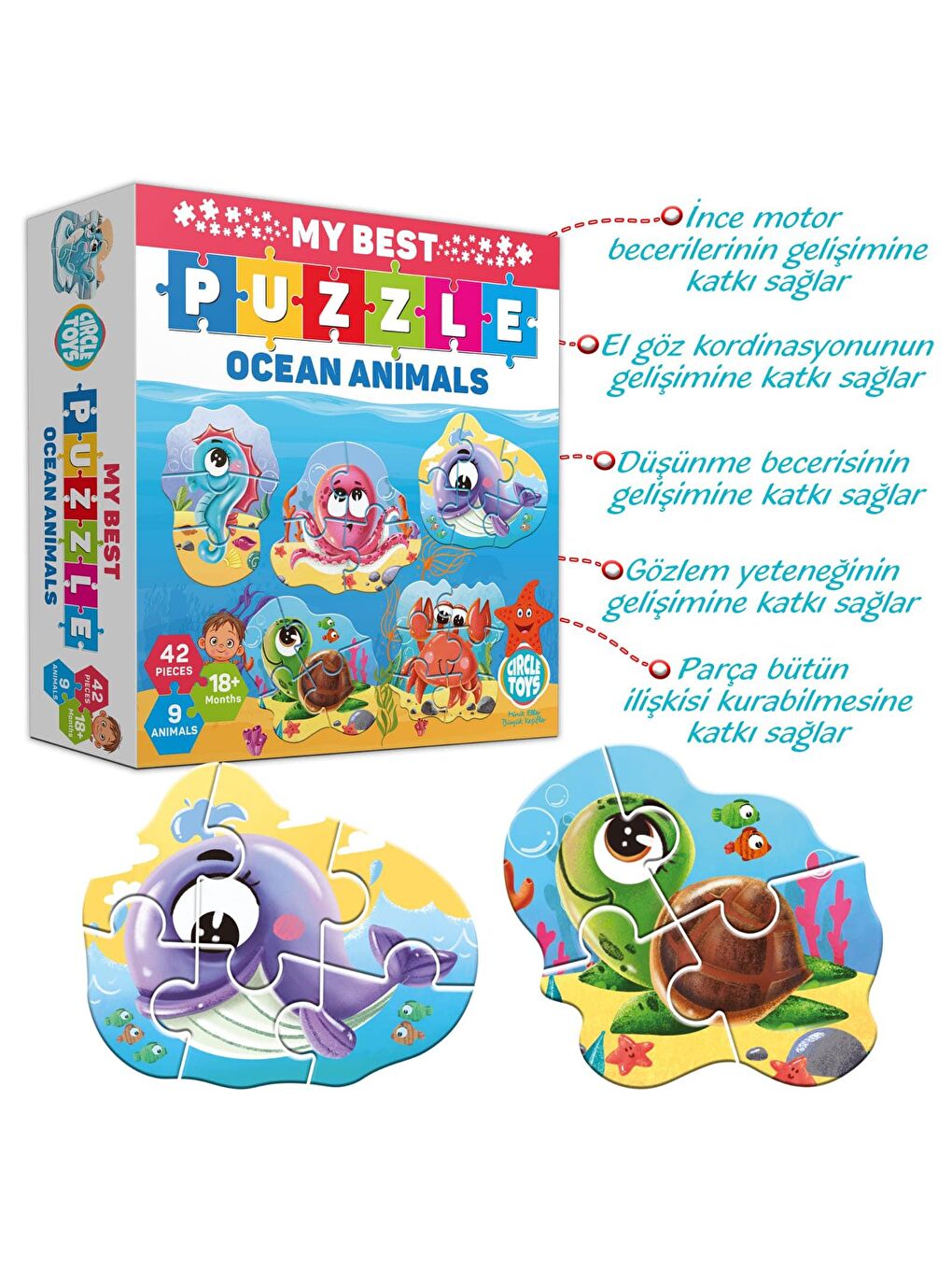 Circle Toys Karışık My Best Puzzle Ocean Animals - 2