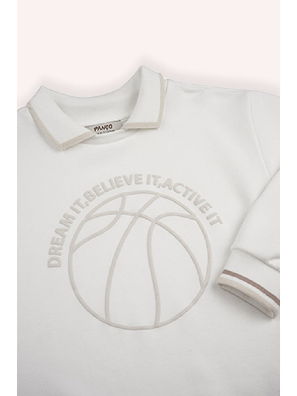 Erkek Çocuk Yakalı Sweatshirt Ekru-3