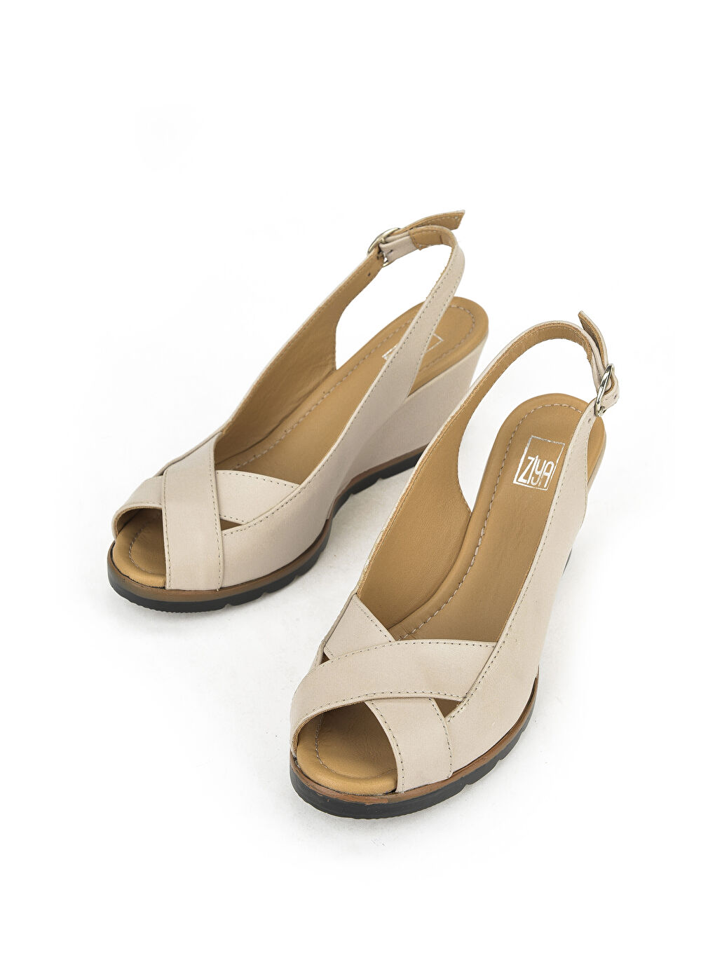 Bej Kadın Hakiki Deri Topuklu Sandalet 141992Z32001 Buz