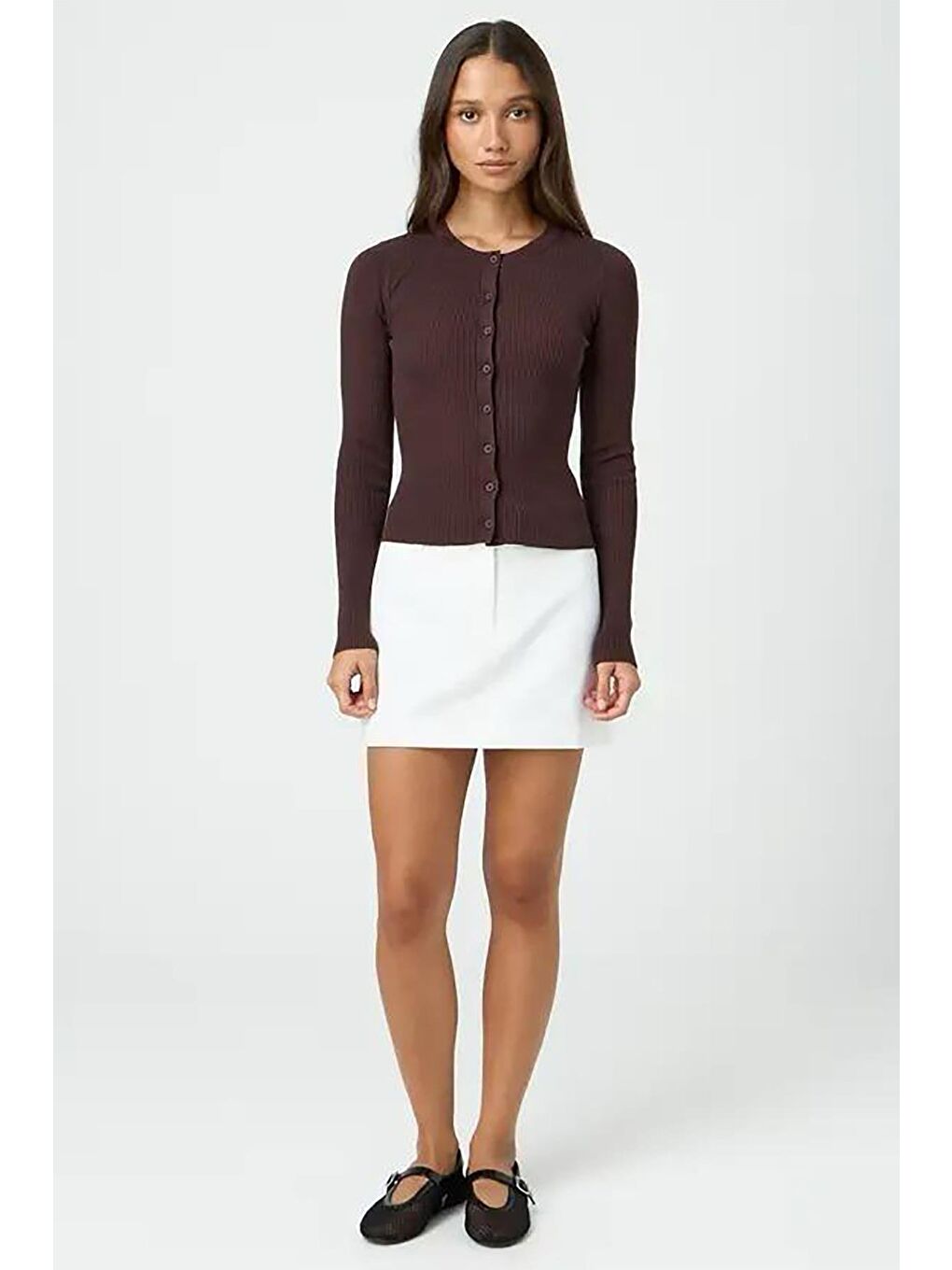 Kahverengi Düğmeli Uzun Kollu Kaşkorse Hırka Mg2177