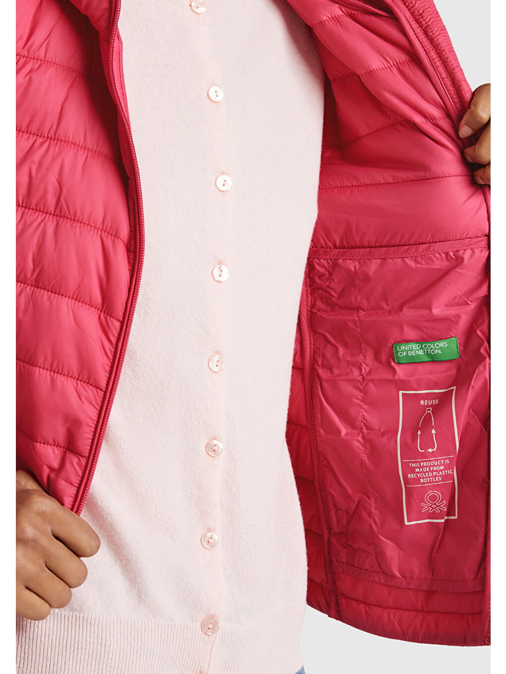 Kadın Fuşya Polyester Dolgulu Feramuarlı Kapüşonlu Slim Fit Puffer Mont-5