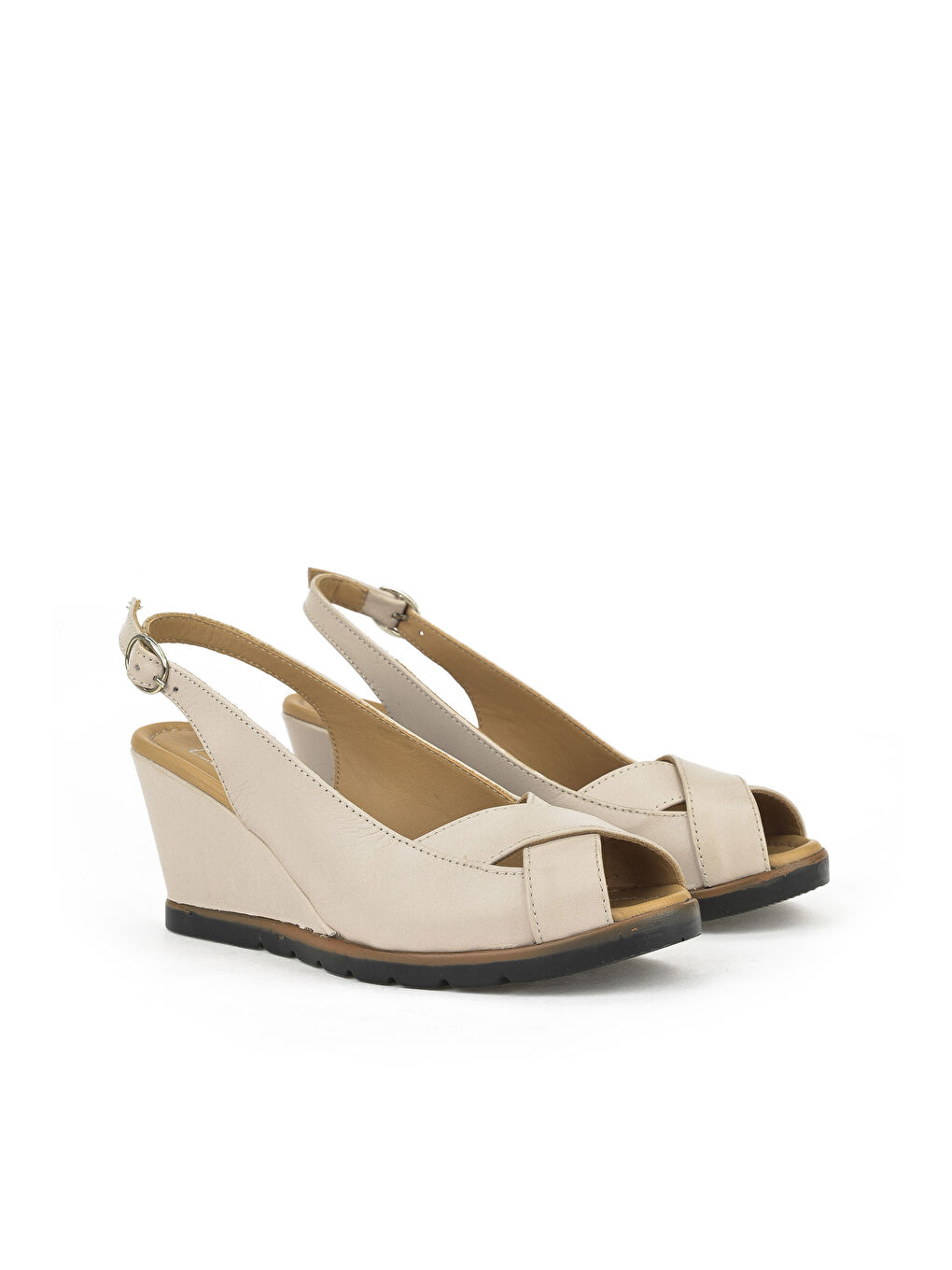 Bej Kadın Hakiki Deri Topuklu Sandalet 141992Z32001 Buz-2