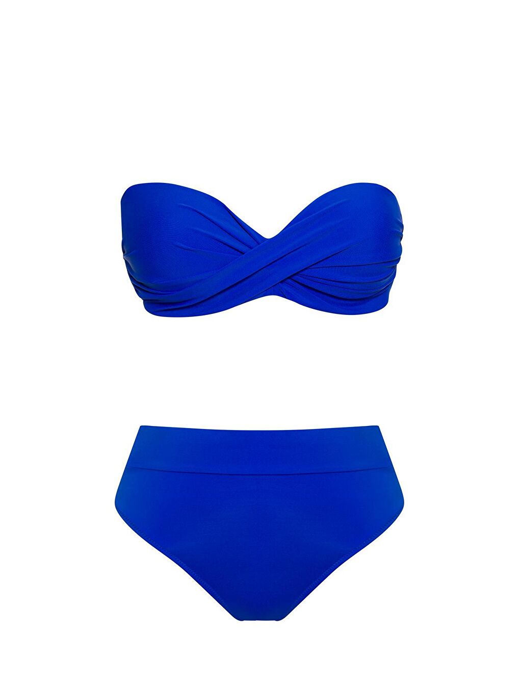 Mavi Dönmeli Yüksek Bel Bikini Takım-2