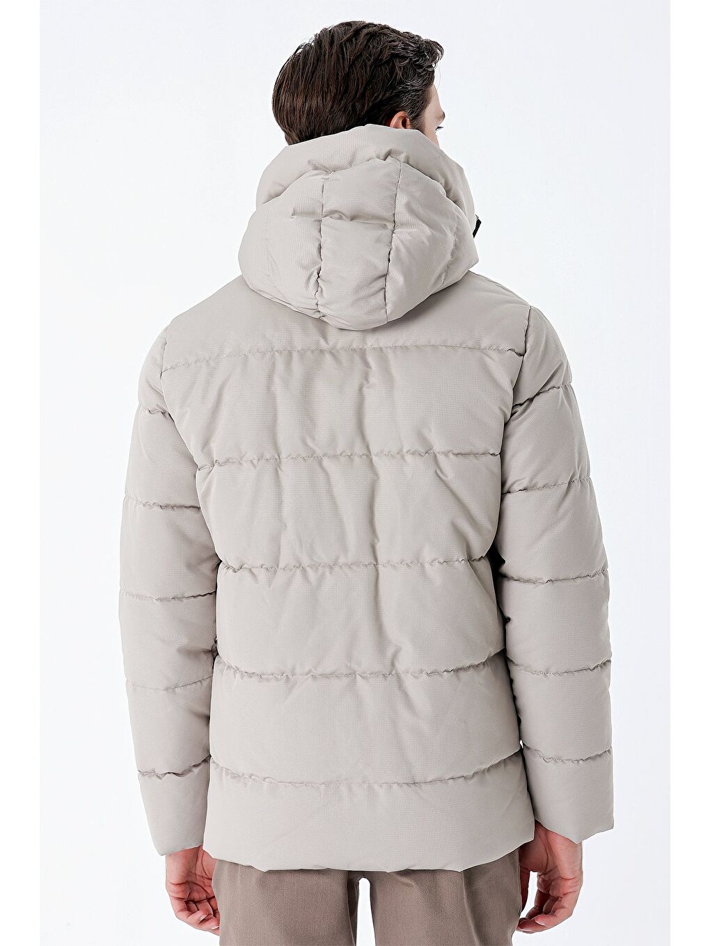 Bej Taş Rengi Kapüşonlu Astarlı Slim Fit Dar Kesim Casual Mont 1007235160-1