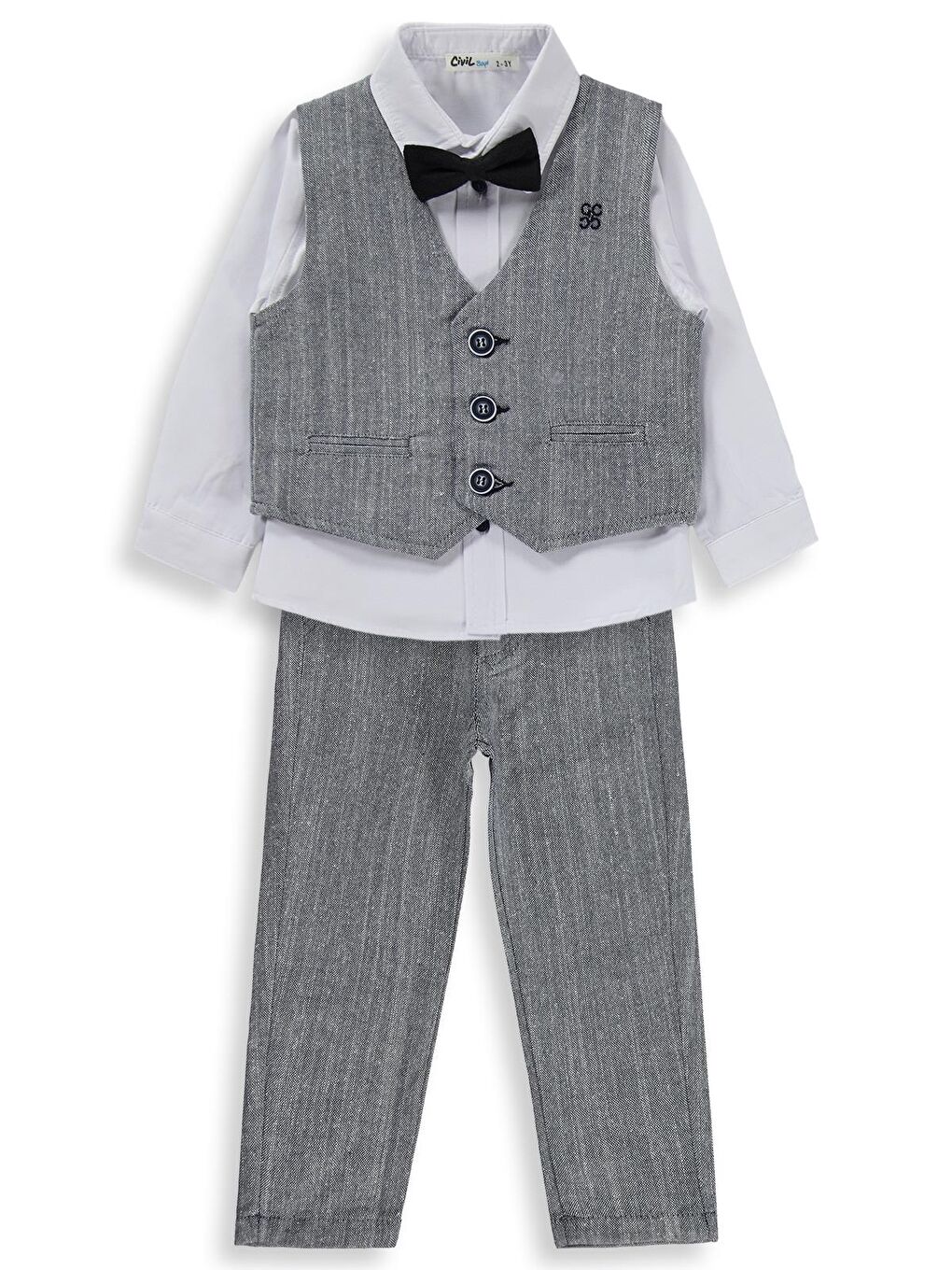 Boys Yelekli 3'lü Keten 2-5 Yaş Takım - Lacivert 4-5 Yaş