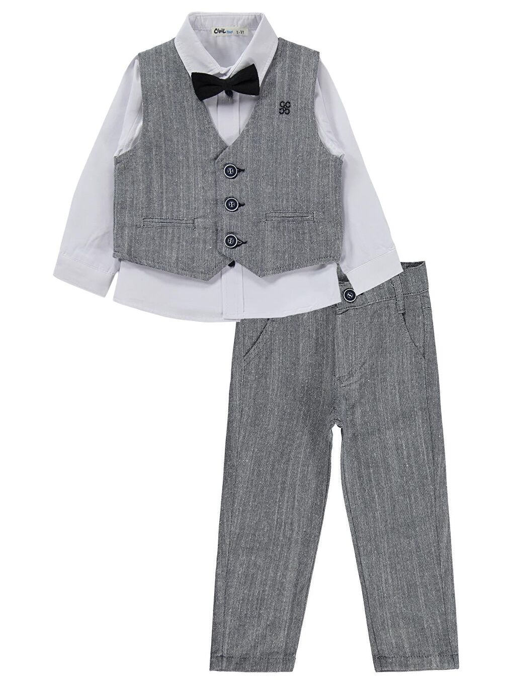 Boys Yelekli 3'lü Keten 2-5 Yaş Takım - Lacivert 4-5 Yaş-2