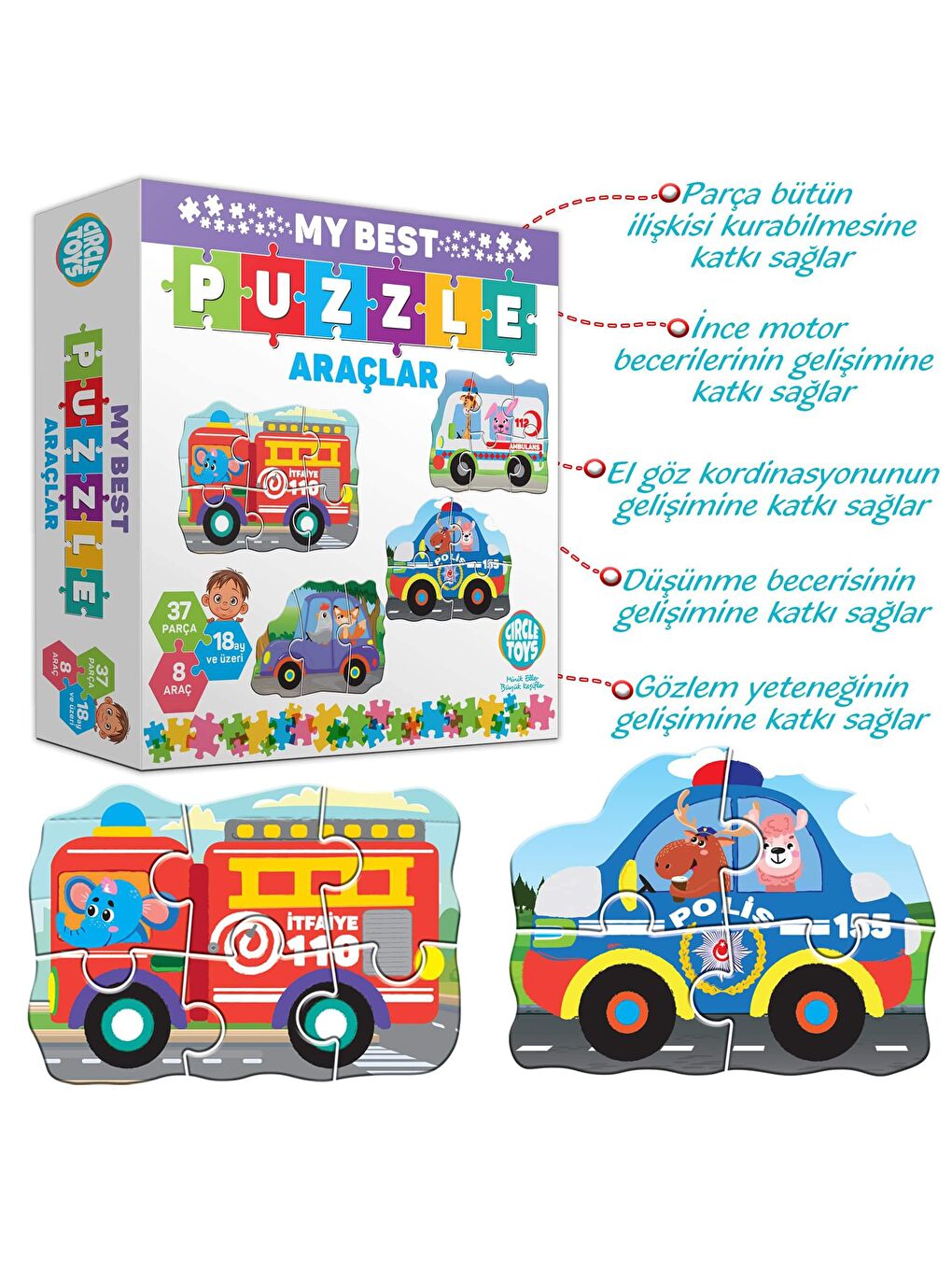 Circle Toys Karışık My Best Puzzle Araçlar - 2