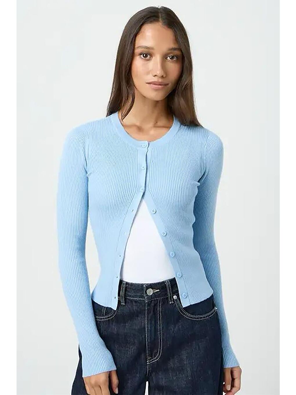 Mavi Düğmeli Uzun Kollu Kaşkorse Hırka Mg2177