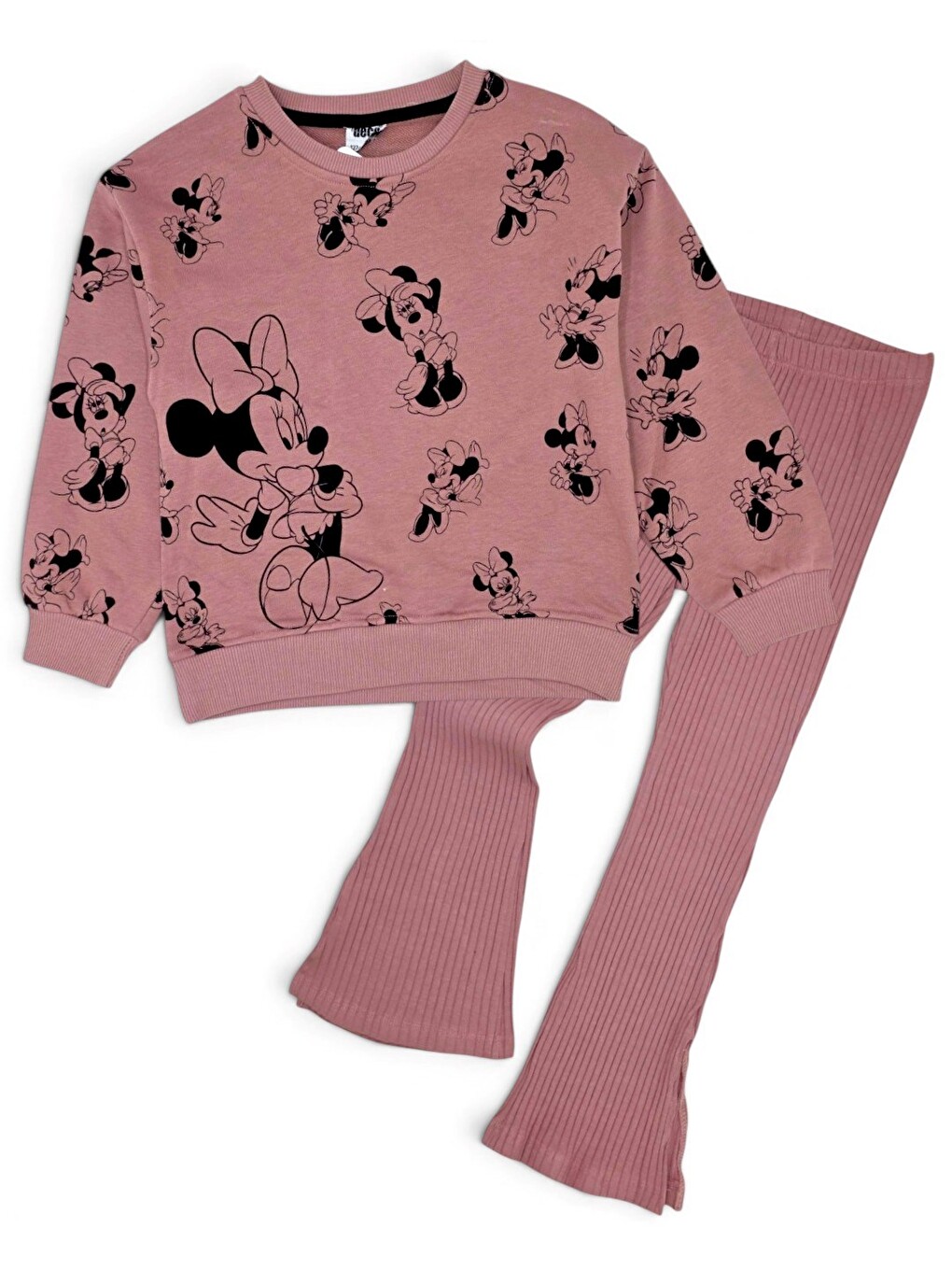 Pembe Kız Çocuk Miki Baskılı Mevsimlik Taytlı Alt Üst Eşofman Takımı-2
