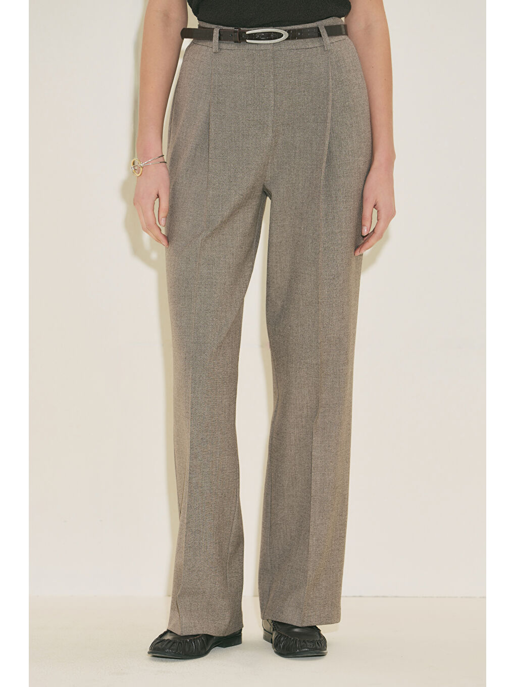 Bej Yuı Tasarım Palazzo Pantolon Vizon-3