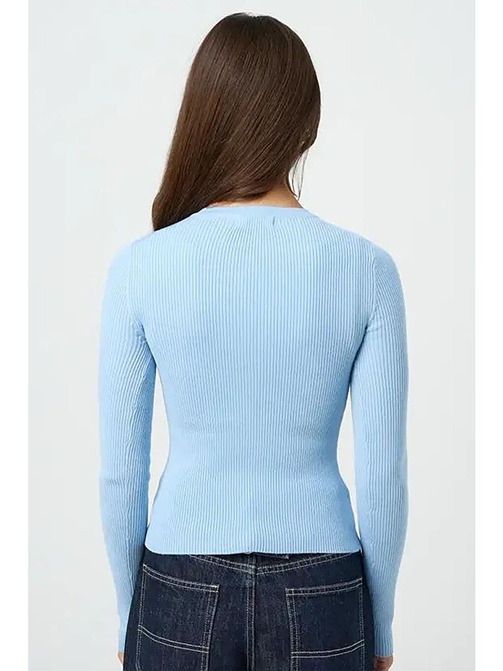 Mavi Düğmeli Uzun Kollu Kaşkorse Hırka Mg2177-3