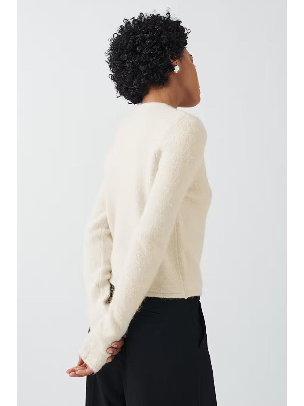 Ekru Düğmeli Triko Hırka Mg2151-2