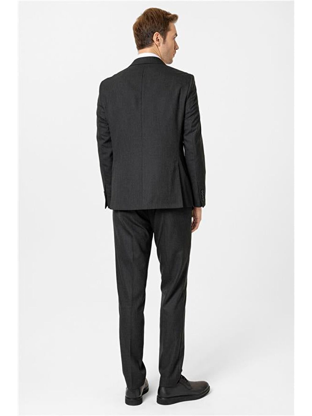 Siyah Slim Düz Kruvaze Yaka 6 Drop Takım Elbise-5