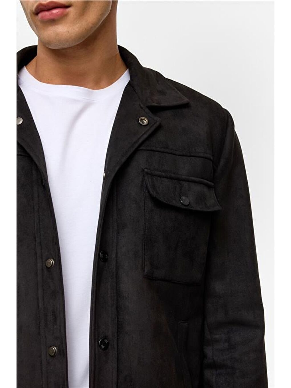 Siyah Slim Düz Klasik Yaka Mont-7