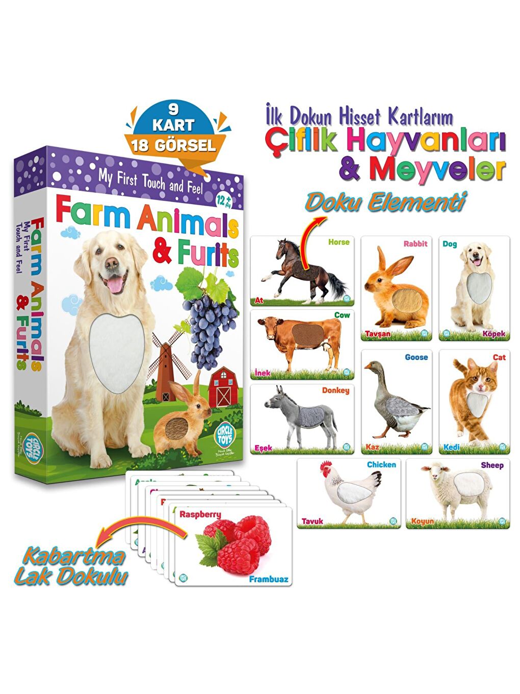 Circle Toys Karışık Dokun Hisset Çiftlik Hayvanları ve Meyveler - 3