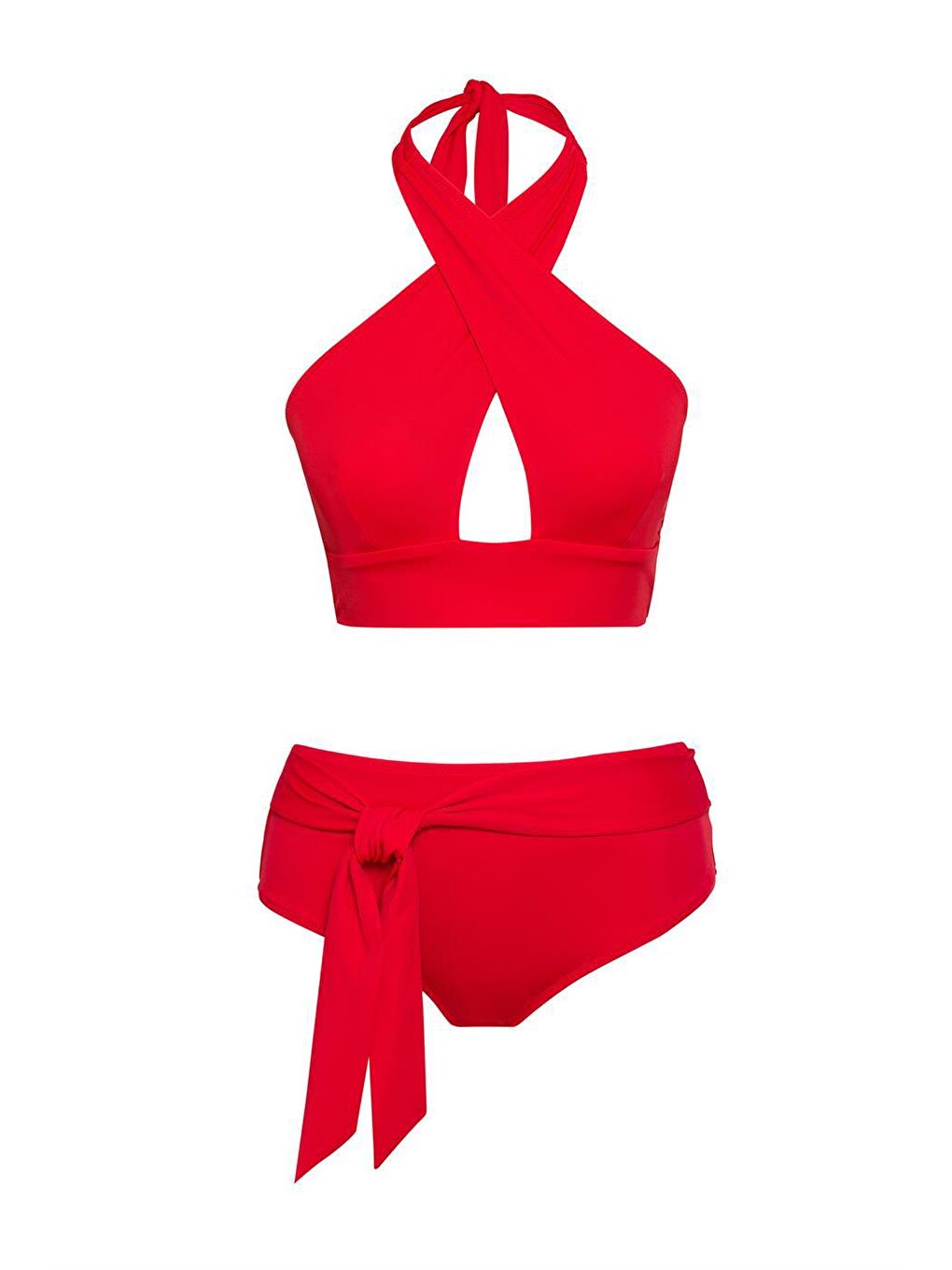 Kırmızı Çapraz Bikini Takım