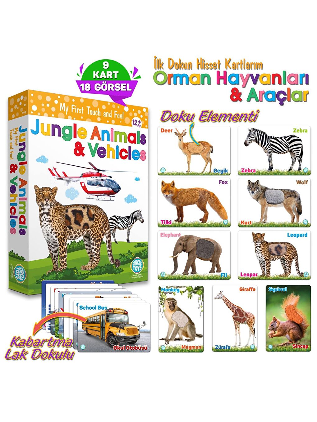 Circle Toys Karışık Dokun Hisset Orman Hayvanları ve Araçlar - 4