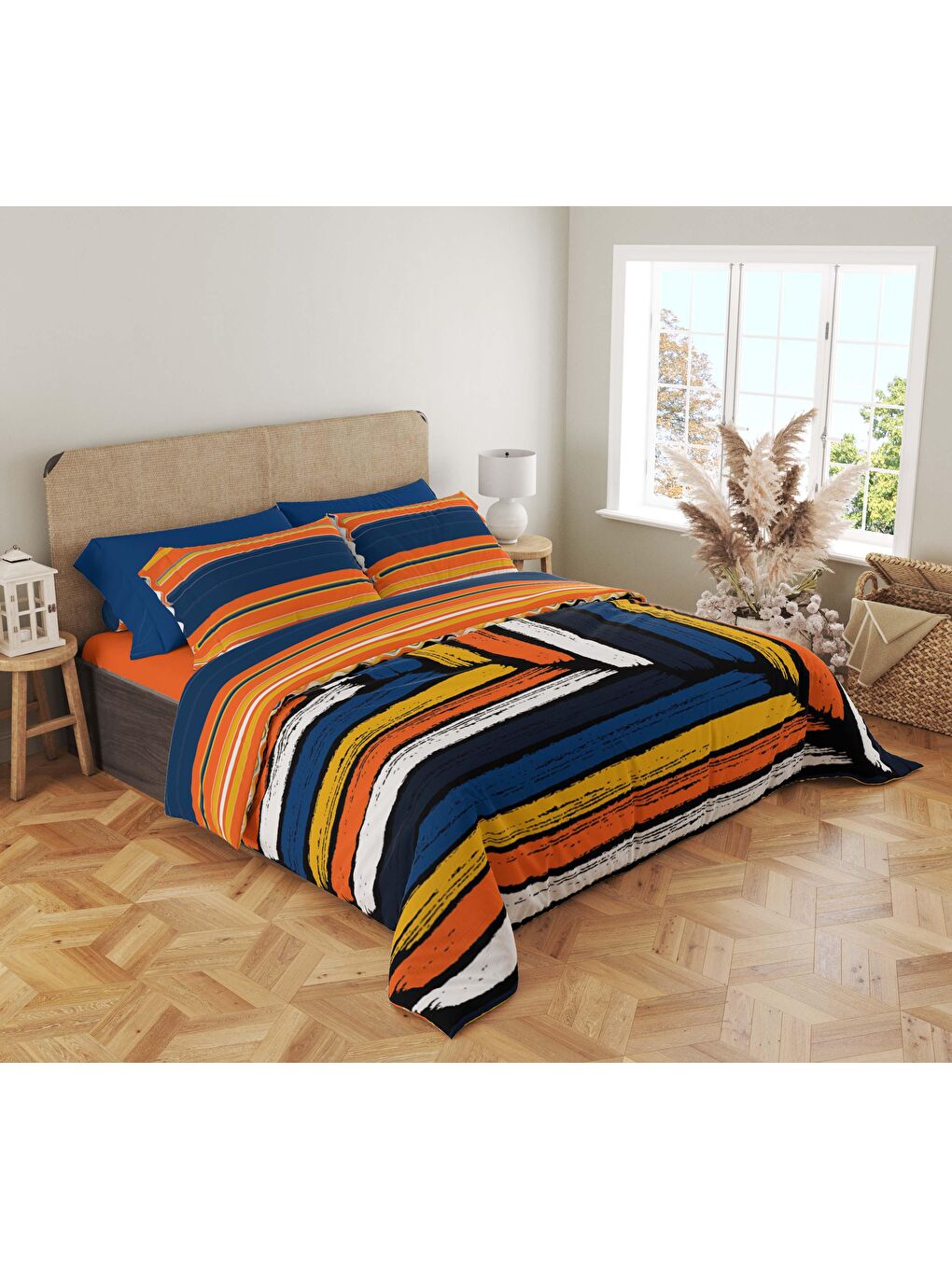 Karışık Baskılı,Desenli Çift Kişilik Nevresim Takımı (ÇARŞAFSIZ) 200x220 cm