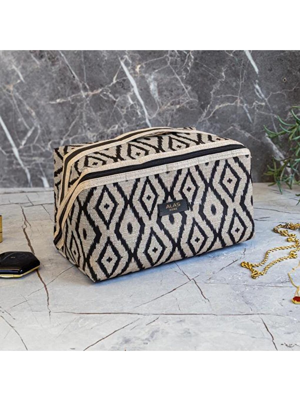 Seyahat Makyaj Organizeri - Bej - 24x13x14 cm-1