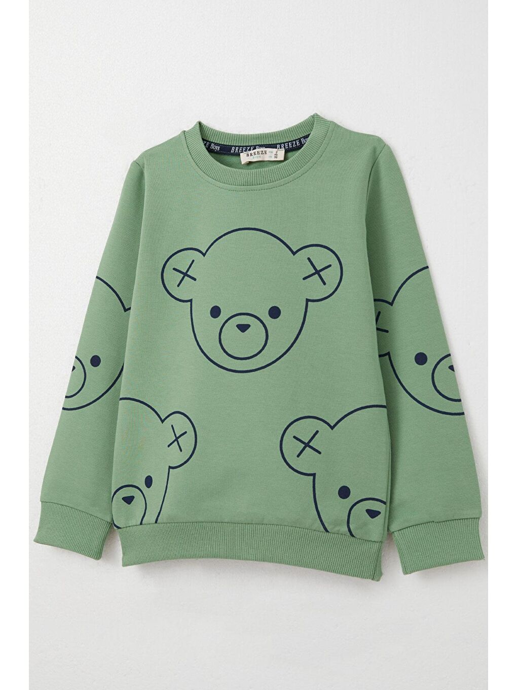 Erkek Çocuk Eşofman Takım Sevimli Ayıcık Baskılı Mint Yeşili (1-4 Yaş)-5