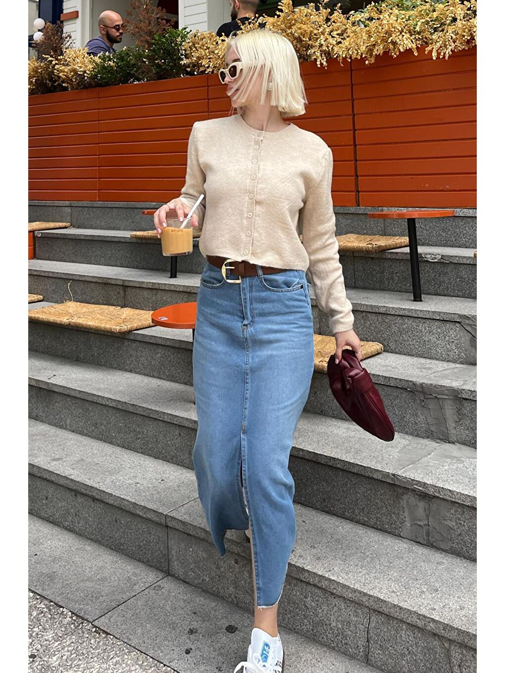 Bej Düğmeli Triko Hırka Mg2151-1