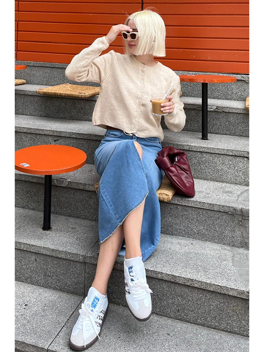 Bej Düğmeli Triko Hırka Mg2151-3