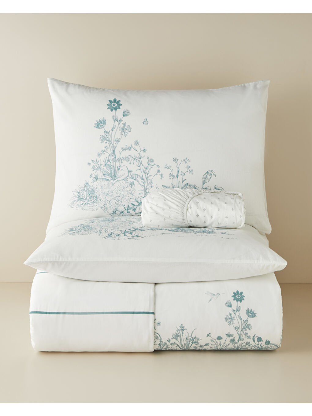 Jouyline Pamuk Çift Kişilik Nevresim Takımı 200x220 cm Yeşil