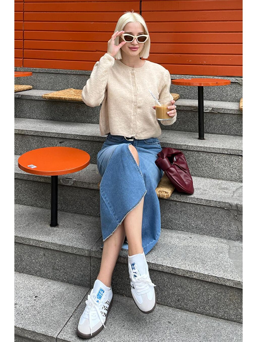 Bej Düğmeli Triko Hırka Mg2151-4