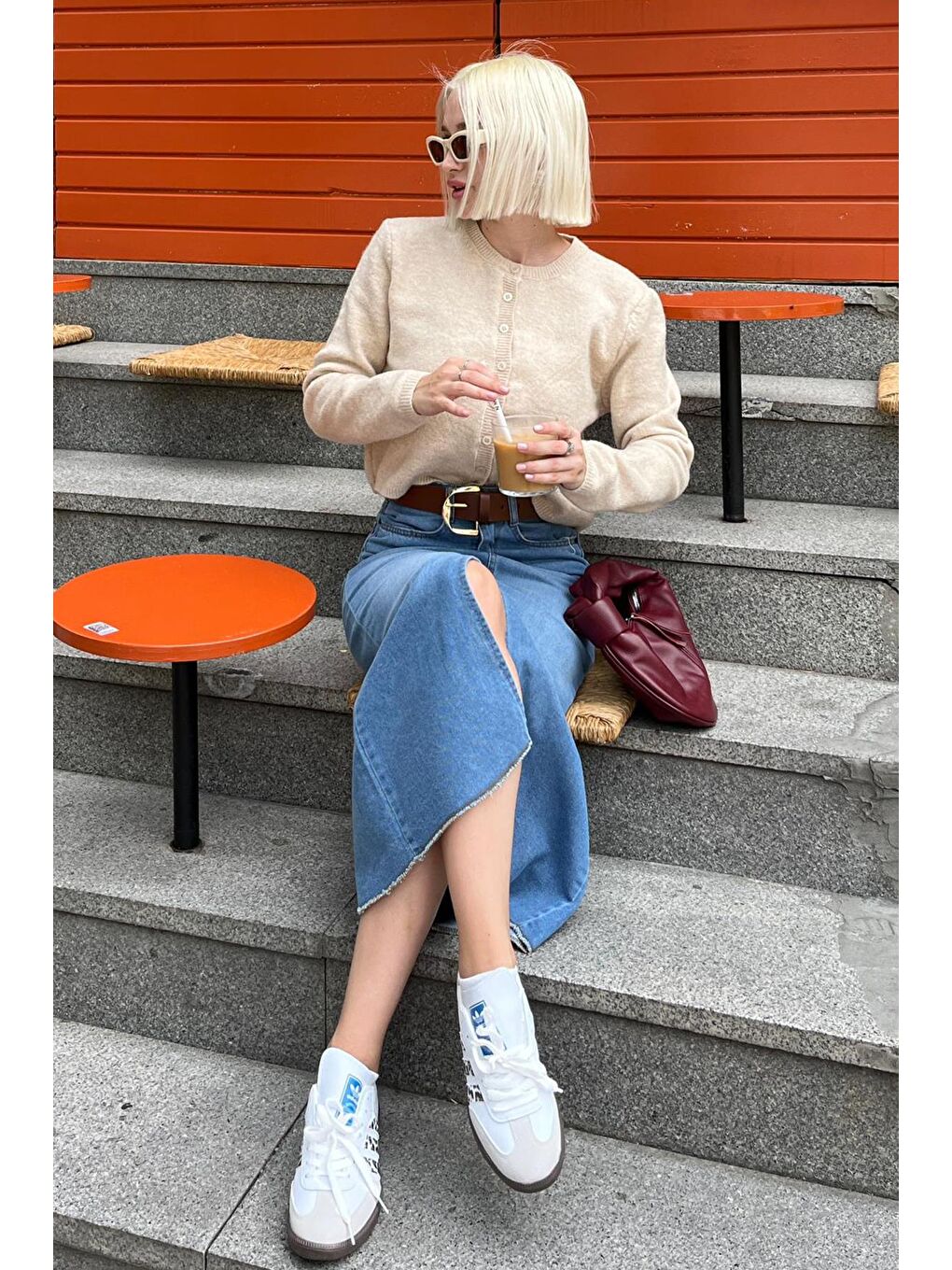 Bej Düğmeli Triko Hırka Mg2151-5