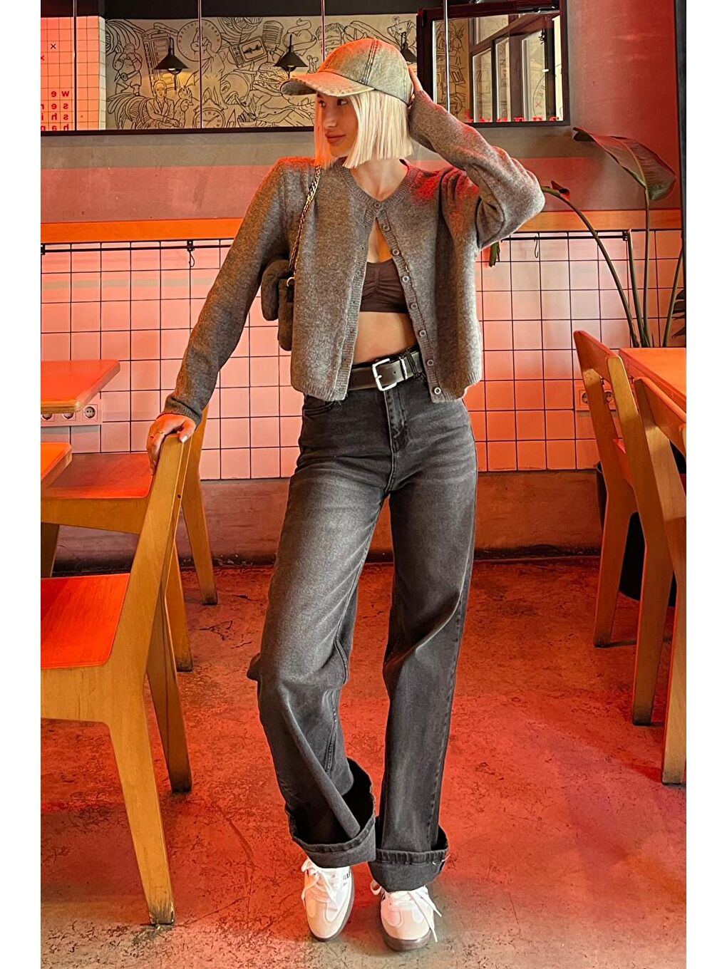 Antrasit Düğmeli Triko Hırka Mg2151