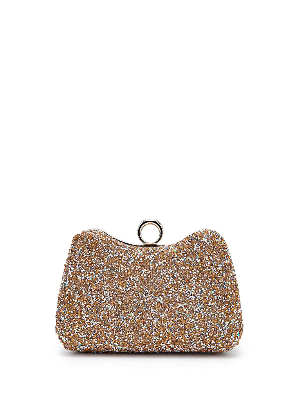 Pembe Yüzük Detaylı Taşlı Amanda Abiye El Çantası Pudra-1