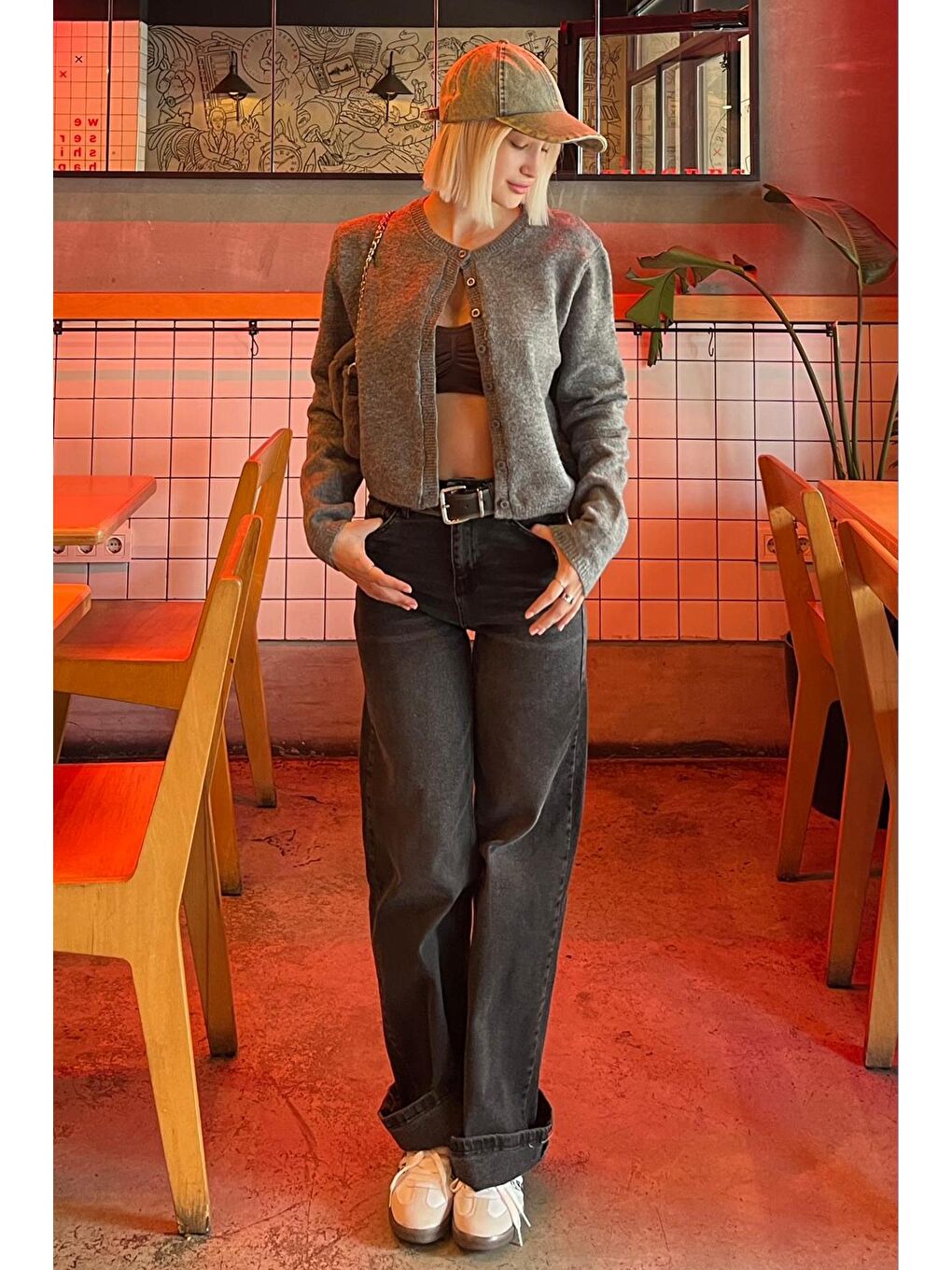 Antrasit Düğmeli Triko Hırka Mg2151-3